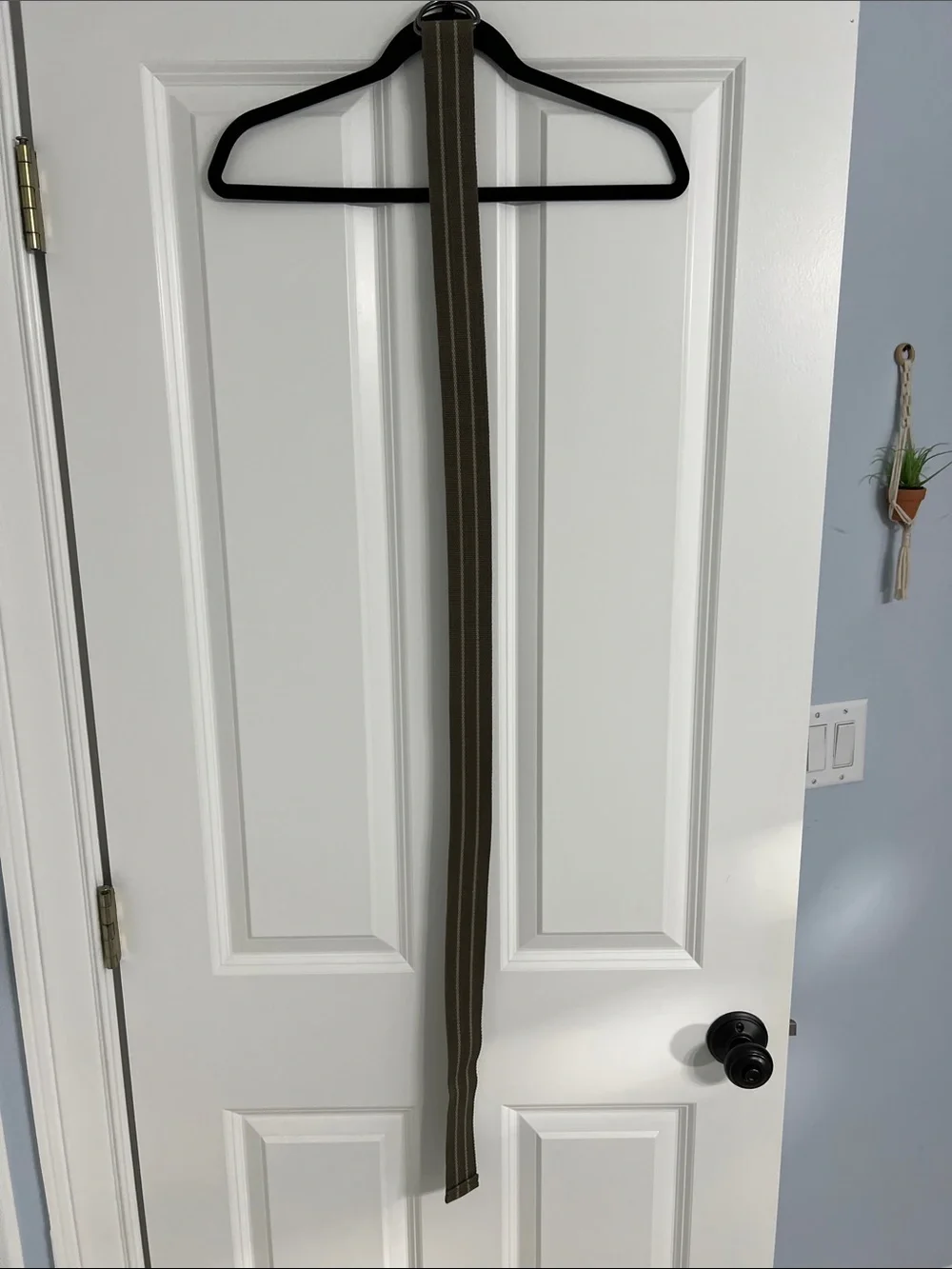 Olive Green Striped Long Fabric Belt